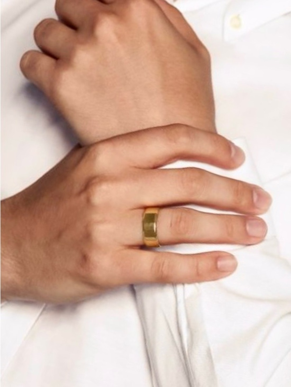 14k yellow gold ^ Titanium 8mm wedding band comfort fit ring tarnish resistant